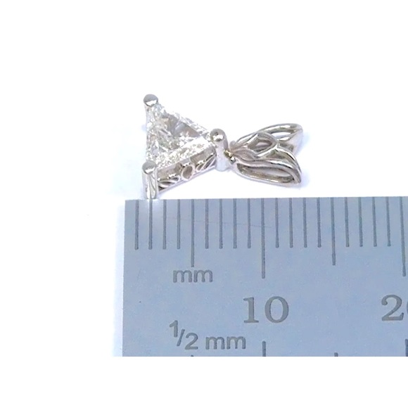Large white Diamond Trillion 0.55ct Clean Bright 14k White Gold pendent - Picture 5 of 7